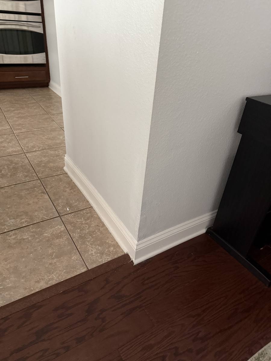 Corner bead repair complete — smooth clean finish
