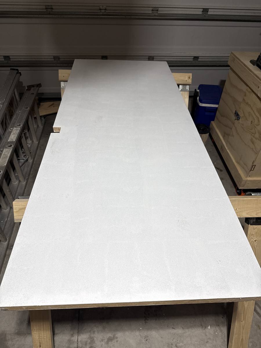Pocket door panel fully refinished and painted white — ready for reinstall