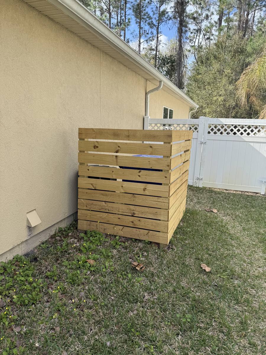 Trash can enclosure — side detail view